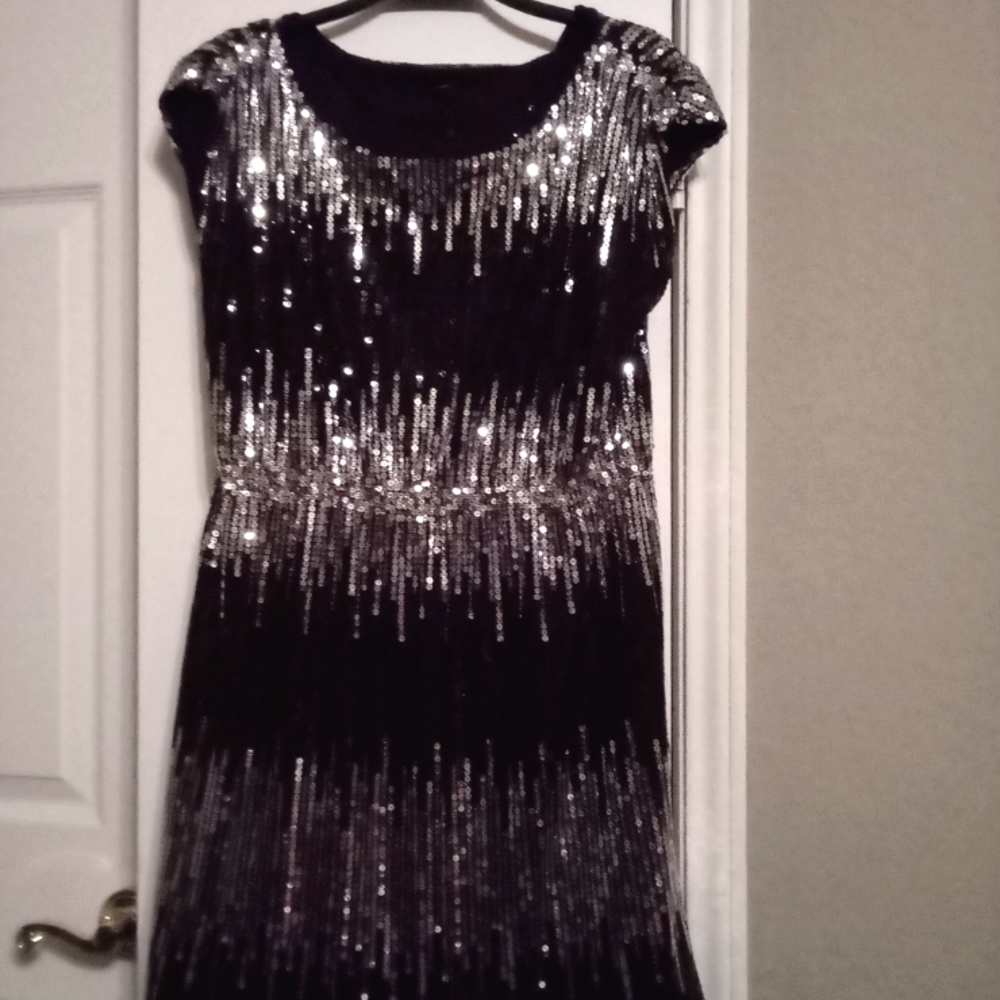 Silver and Black Sequence Dress